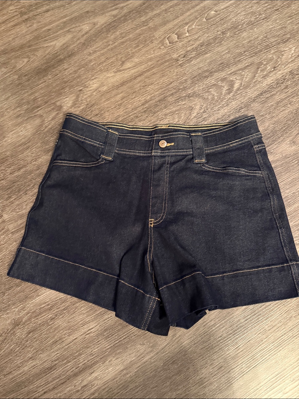 Express Dark Indigo Cuffed Jean Shorts